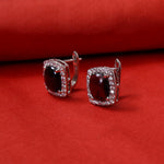 Load image into Gallery viewer, Red Gemstone Stud Earrings in Sterling Silver | For Women