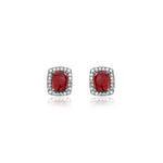 Load image into Gallery viewer, Red Gemstone Stud Earrings in Sterling Silver | For Women