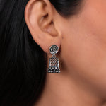 Load image into Gallery viewer, 925 Silver Rose Jhumka Earrings | Women's Indian Jewelry