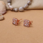 Load image into Gallery viewer, Rose gold plating Square Stud Earrings with Cubic Zirconia | Women's Jewelry