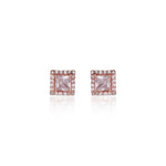 Load image into Gallery viewer, Rose gold plating Square Stud Earrings with Cubic Zirconia | Women's Jewelry