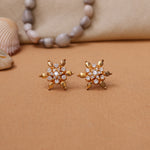 Load image into Gallery viewer, gold plating Floral Stud Earrings with Diamonds | Women's Jewelry Gift