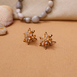 Load image into Gallery viewer, gold plating Floral Stud Earrings with Diamonds | Women's Jewelry Gift