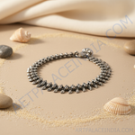 Load image into Gallery viewer, 925 Sterling silver anklet with intricate Indian ethnic design, perfect for women.