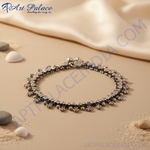 Load image into Gallery viewer, Silver anklet featuring an intricate design, perfect for women's foot jewelry and everyday wear.