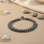 Load image into Gallery viewer, Silver teardrop anklet for women. Oxidized silver ankle bracelet with a unique design.