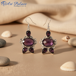 Load image into Gallery viewer, 925 sterling silver amethyst drop earrings with purple gemstones, suitable for women