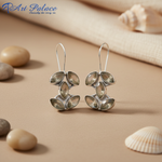 Load image into Gallery viewer, 925 sterling silver dangle earrings with oval moonstone gemstones in leaf shape, women's jewelry