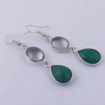Load image into Gallery viewer, 925 Silver & Green Agate Drop Earrings | Women's Jewelry Gift