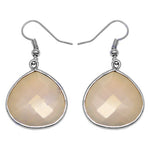 Load image into Gallery viewer, Silver Teardrop Earrings with Beige Gemstone | Women's Jewelry