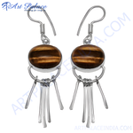 Load image into Gallery viewer, 925 Silver Tiger Eye Drop Earrings for Women | Dangle Jewelry