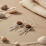 Load image into Gallery viewer, 925 sterling silver tiger eye drop earrings, featuring natural gemstone and unique design.