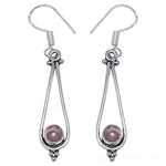 Load image into Gallery viewer, 925 Silver Teardrop Earrings with Pink Gemstone for Women