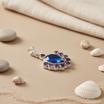 Load image into Gallery viewer, 925 Silver Blue Topaz & Amethyst Pendant for Women | Gift Jewelry