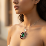 Load image into Gallery viewer, 925 Silver Green Stone Pendant for Women | Gemstone Jewelry