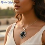 Load image into Gallery viewer, 925 Sterling Silver Black Onyx Pendant for Women | Gemstone Jewelry