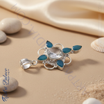 Load image into Gallery viewer, 925 Sterling Silver Chalcedony Pendant with blue gemstone accents, perfect for women.