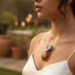 Load image into Gallery viewer, Silver Pendant with Brown Gemstone for Women | Unique Jewelry