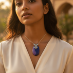 Load image into Gallery viewer, 925 Silver Blue Agate Pendant for Women | Gemstone Jewelry