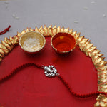 Load image into Gallery viewer, Ganesha 925 Sterling Silver Rakhi for Brother with Red Thread