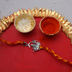 Load image into Gallery viewer, Sterling Silver Ganesha Rakhi with CZ for Brother
