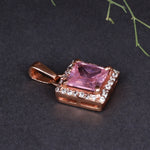 Load image into Gallery viewer, Rose Gold Plated Solitaire Princess Cut Pink Stone Pendant Necklace