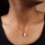 Load image into Gallery viewer, Rose Gold Plated Teardrop Cubic Zirconia Pendant Necklace for Women