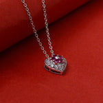 Load image into Gallery viewer, 925 Silver Ruby Flower Heart Pendant Necklace for Women