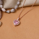 Load image into Gallery viewer, Rose gold plating Heart Pendant Necklace | Pink Gemstone | Gift for Her
