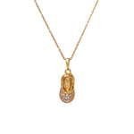 Load image into Gallery viewer, gold plating Baby Shoe Pendant Necklace | CZ Stone | Gift for Baby