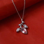 Load image into Gallery viewer, 925 Silver Rose Quartz Leaf Pendant Necklace for Women