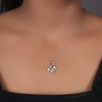 Load image into Gallery viewer, 925 Silver Rose Quartz Leaf Pendant Necklace for Women