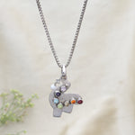 Load image into Gallery viewer, Sterling Silver Llama Necklace with Multi-Color Chakra Gemstones