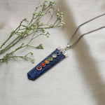 Load image into Gallery viewer, Lapis Lazuli 7 Chakra Point Pendant Necklace with Box Chain