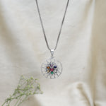 Load image into Gallery viewer, Sterling Silver Sun Pendant Necklace with 7 Chakra Gemstones