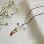 Load image into Gallery viewer, Sterling Silver Om Pendant Necklace with 7 Chakra Gemstones