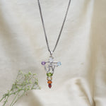 Load image into Gallery viewer, Sterling Silver Om Pendant Necklace with 7 Chakra Gemstones