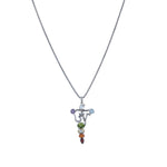 Load image into Gallery viewer, Sterling Silver Om Pendant Necklace with 7 Chakra Gemstones