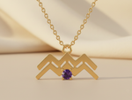 Load image into Gallery viewer, Aquarius Zodiac Purple Cubic Zirconia Necklace in Gold Plated 925 Silver