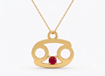 Load image into Gallery viewer, Cancer Zodiac Red Cubic Zirconia Necklace Gold Plated 925 Silver Pendant