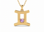 Load image into Gallery viewer, Gemini Zodiac Lavender colour Cubic Zirconia Pendant Necklace in Gold Plated 925 Silver