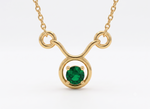 Load image into Gallery viewer, Gold Plated 925 Silver Taurus Zodiac Necklace with Green colour Glass Stone