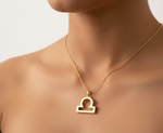 将图像加载到图库查看器中, Libra Zodiac Necklace | Gold Plated 925 Silver Astrology Pendant