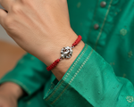 Load image into Gallery viewer, Ganesha 925 Sterling Silver Rakhi for Brother with Red Thread