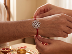 Load image into Gallery viewer, Shiva Trishul CZ Rakhi in 925 Sterling Silver for Brother