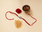 Load image into Gallery viewer, Buddha Head 925 Silver Rakhi for Brother on Red Thread