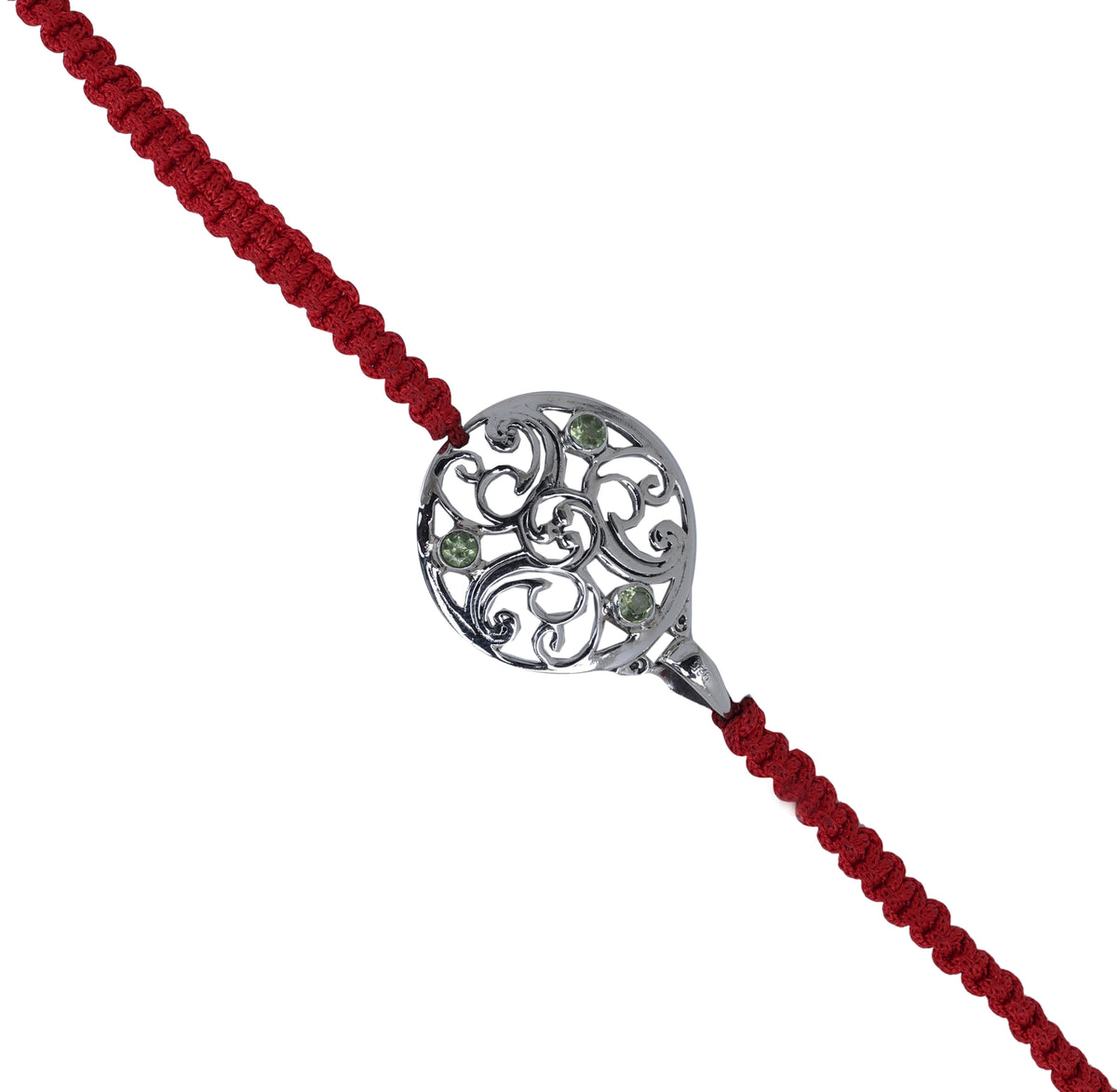 Filigree cz 925 sterling silver rakhi for brother