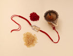 将图像加载到图库查看器中, Gold Plated 925 Silver Shiva Trishul Rakhi with CZ for Raksha Bandhan