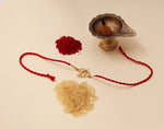 将图像加载到图库查看器中, Gold Plated 925 Silver Ganesha Rakhi with CZ for Brother