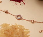 Load image into Gallery viewer, Eternity Circle CZ Rakhi for Brother in Rose Gold 925 Silver